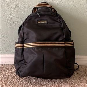 Adidas 3 Stripe Backpack. Black and Gold